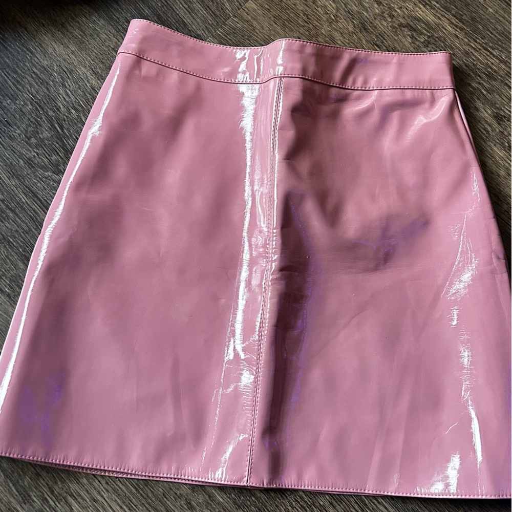 pink leather skirt